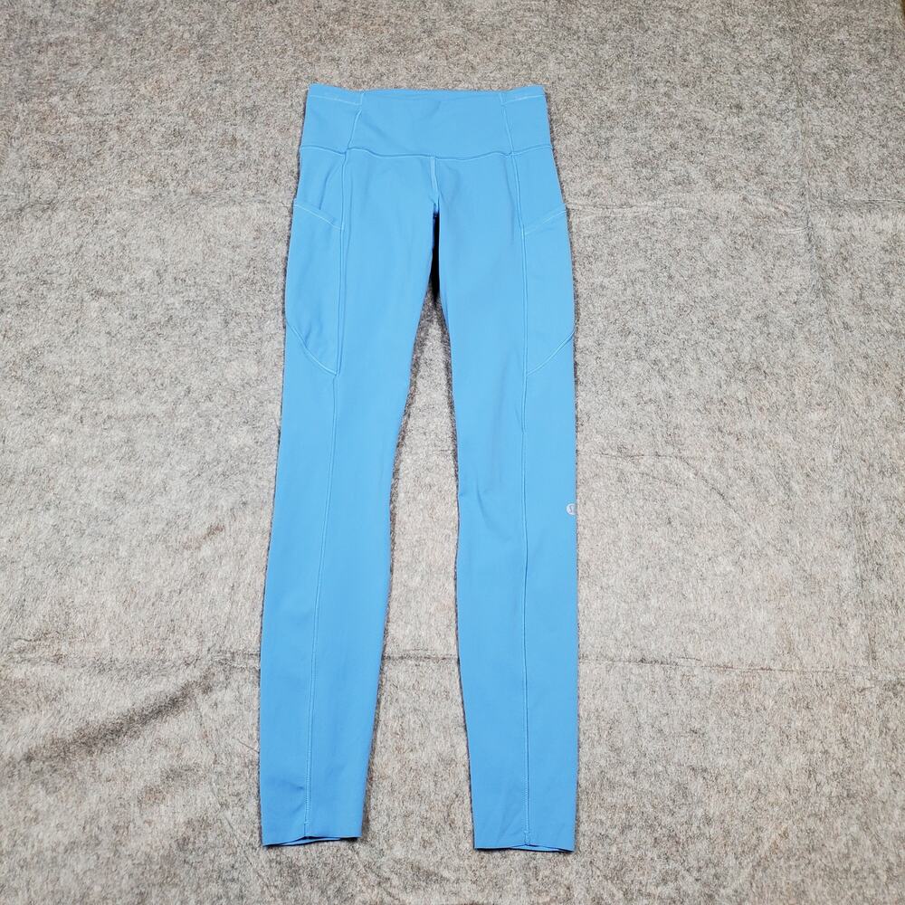 Lululemon Leggings Womens 4 Fast Free Brushed Fabric High Rise 28" Blue Nile Run